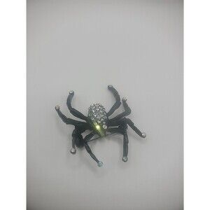 Vintage Black Rhinstone Crystal Spider Brooch Pin Jewelry Costume